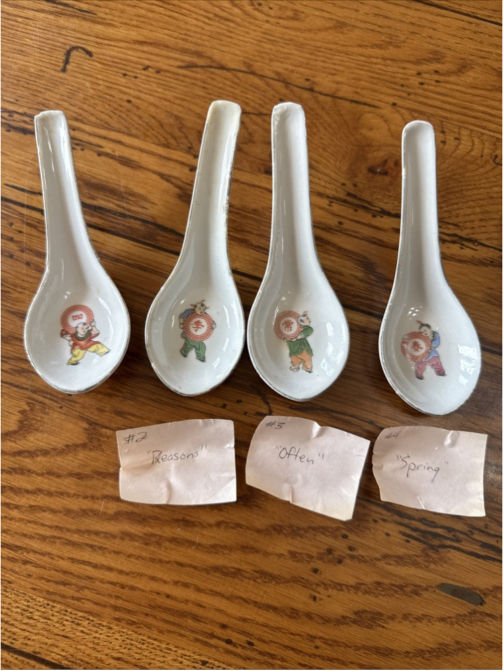 4 Vintage Chinese porcelain spoon circa mid 20th Century retired discontinued